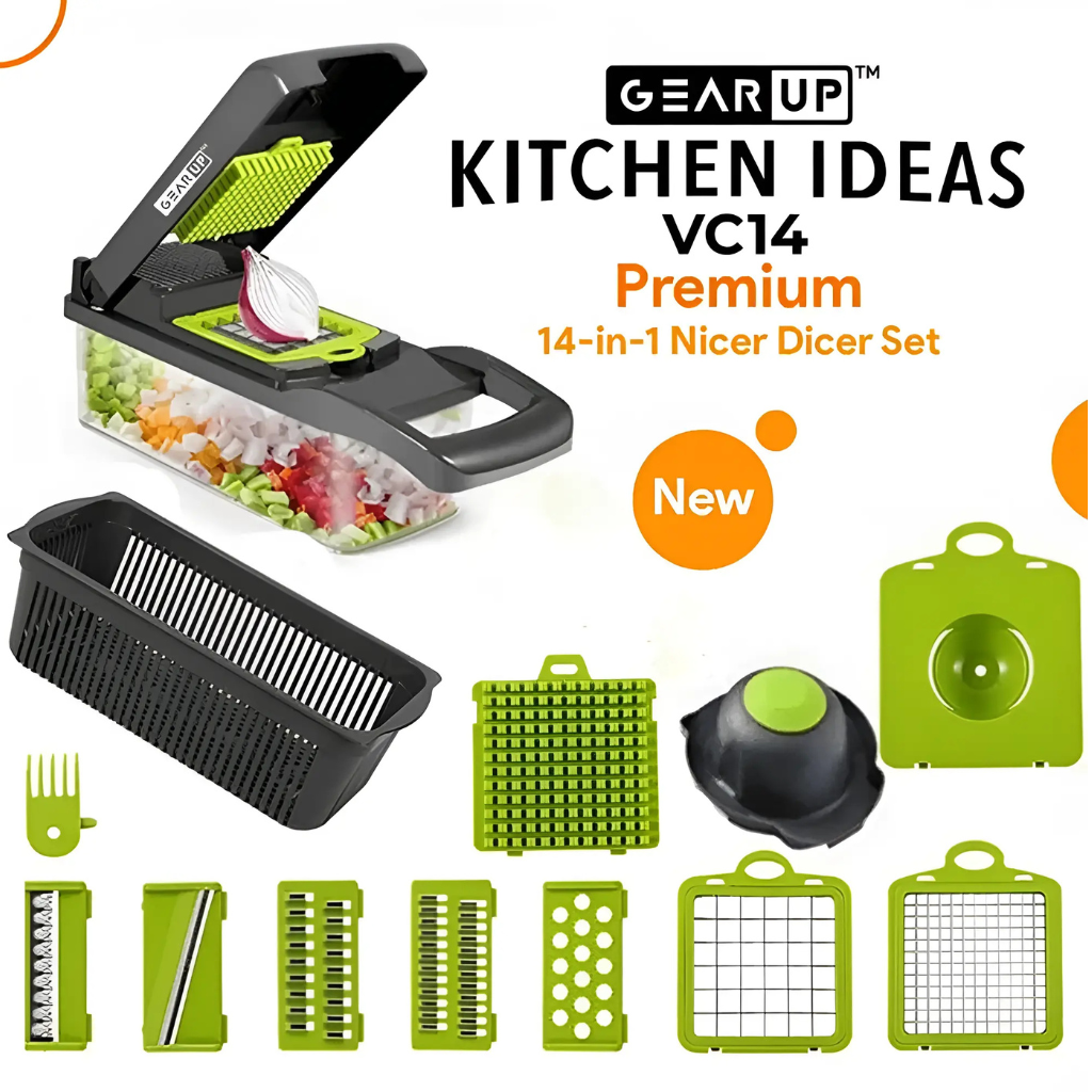 GearUP VC14 Premium 14-in-1 Vegetable and Fruits Multifuction Cutting Slicer Kitchen Tools