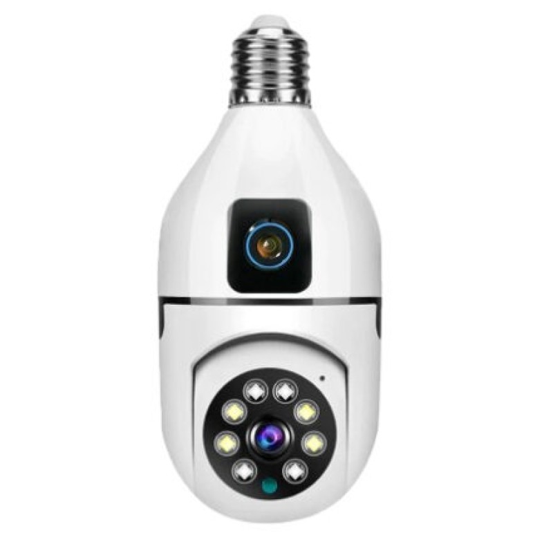 E27 V380 3MP Pro Dual Lens PTZ Bulb IP Night Vision Camera